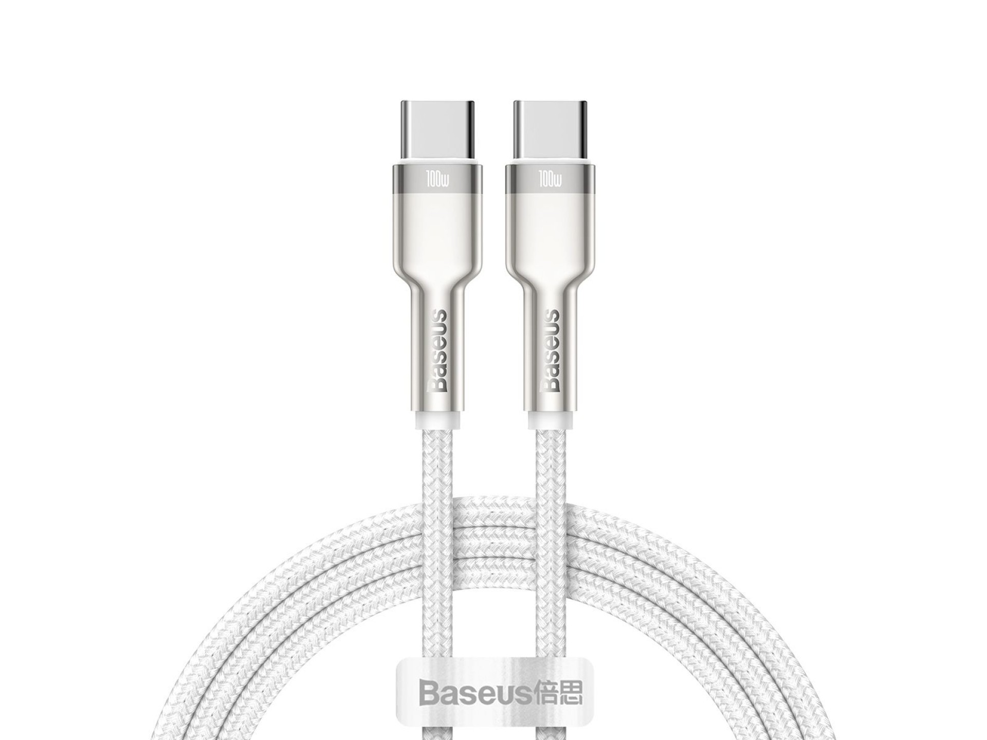 Cable Baseus Cafule Metal PD USB-C - USB-C 1,0 m blanco 100W