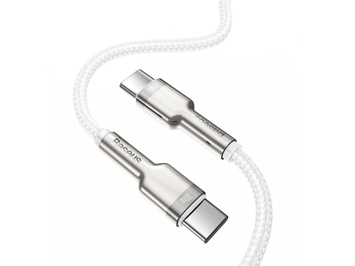 Cable Baseus Cafule Metal PD USB-C - USB-C 1,0 m blanco 100W
