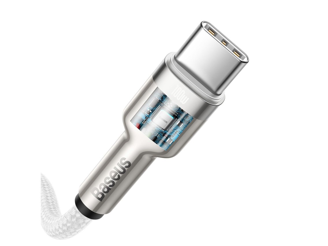 Cable Baseus Cafule Metal PD USB-C - USB-C 1,0 m blanco 100W