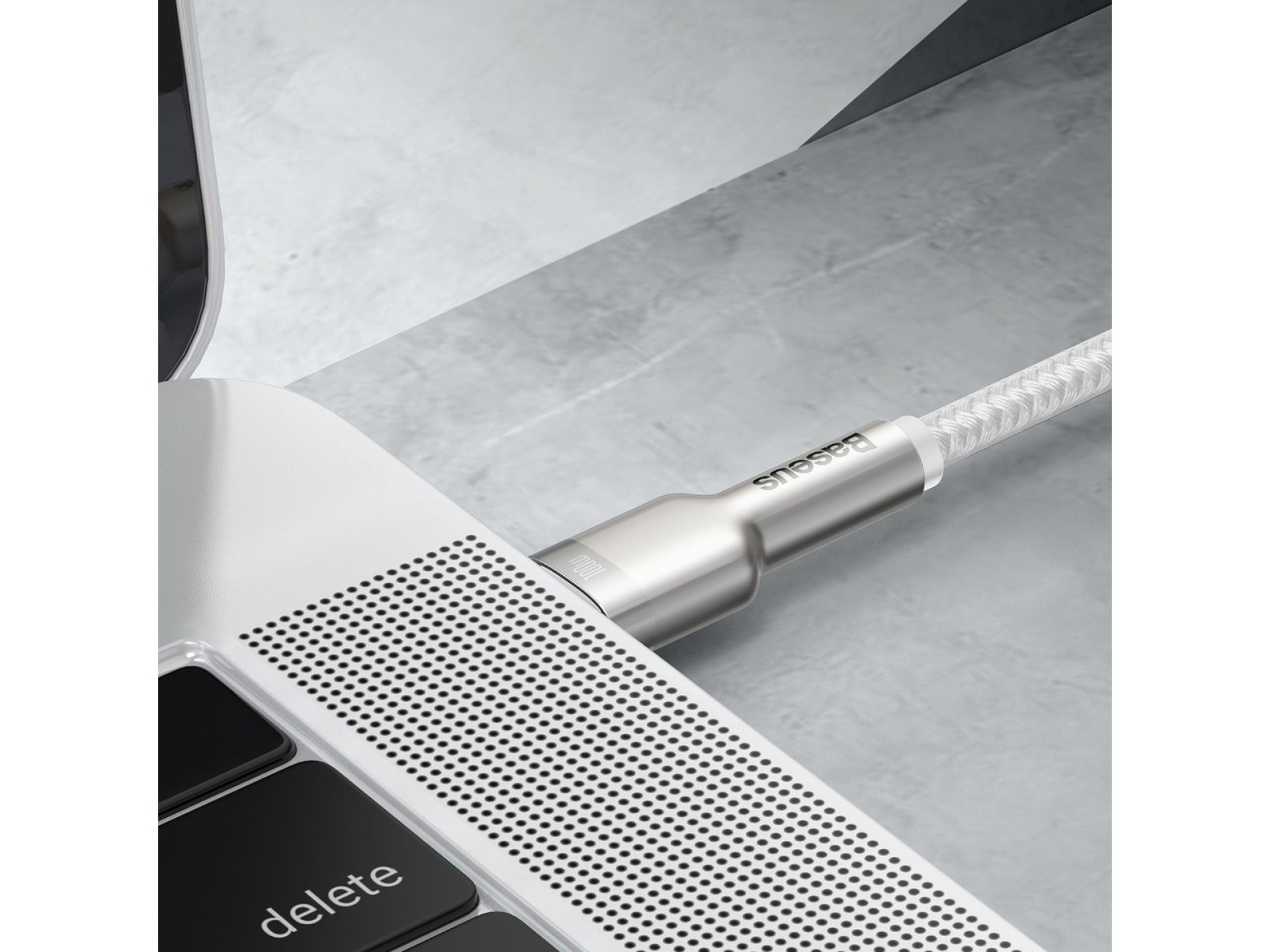 Cable Baseus Cafule Metal PD USB-C - USB-C 1,0 m blanco 100W