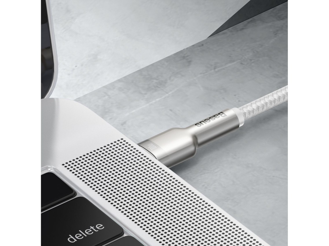 Cable Baseus Cafule Metal PD USB-C - USB-C 1,0 m blanco 100W