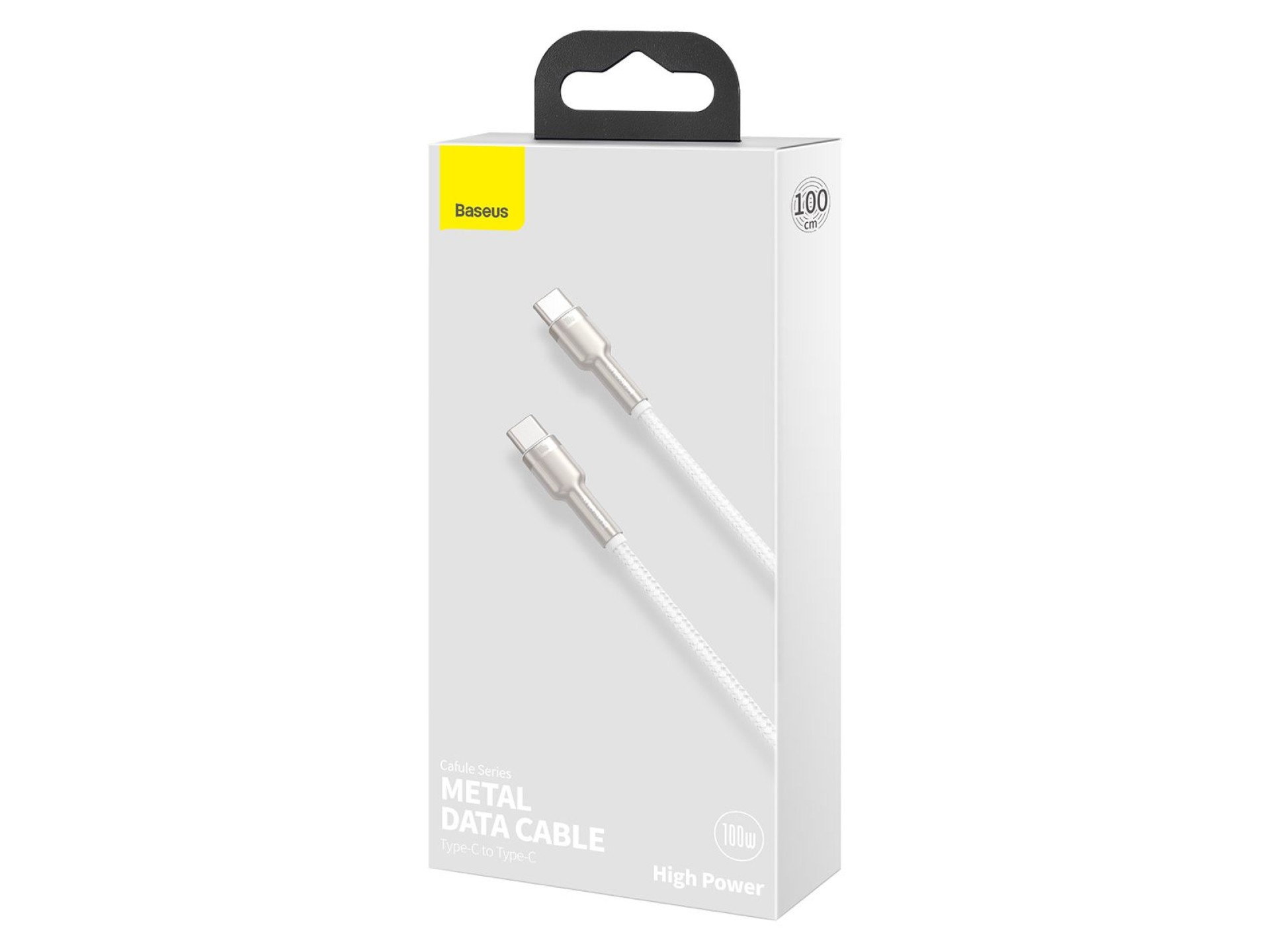 Cable Baseus Cafule Metal PD USB-C - USB-C 1,0 m blanco 100W