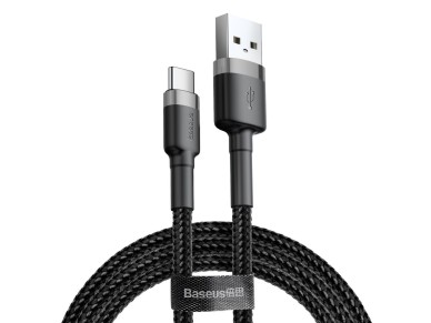 Cable Baseus Cafule USB - USB-C 2,0 m 2A gris-negro Cable Baseus Cafule USB - USB-C 2,0 m 2A gris-negro