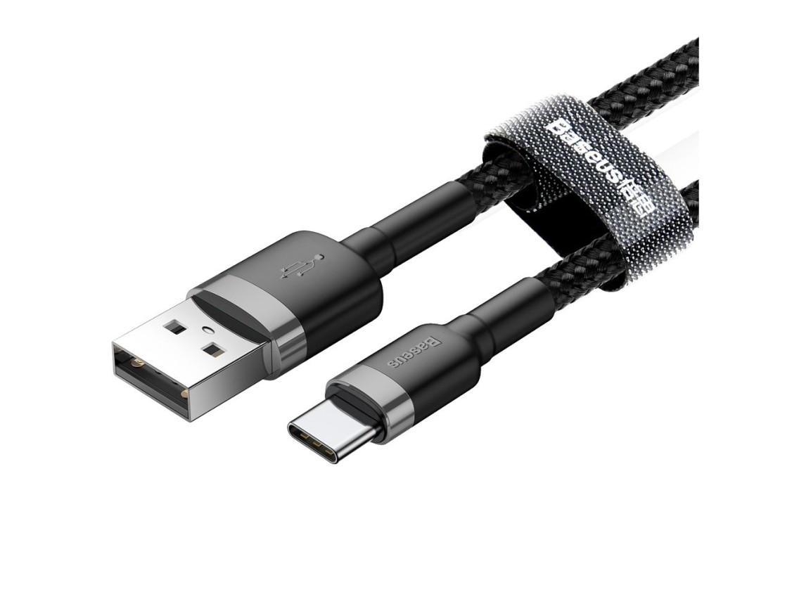 Cable Baseus Cafule USB - USB-C 2,0 m 2A gris-negro