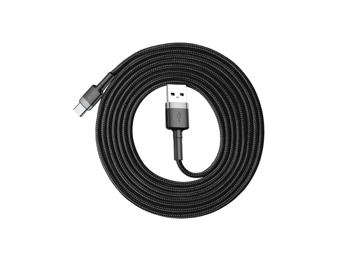 Cable Baseus Cafule USB - USB-C 2,0 m 2A gris-negro