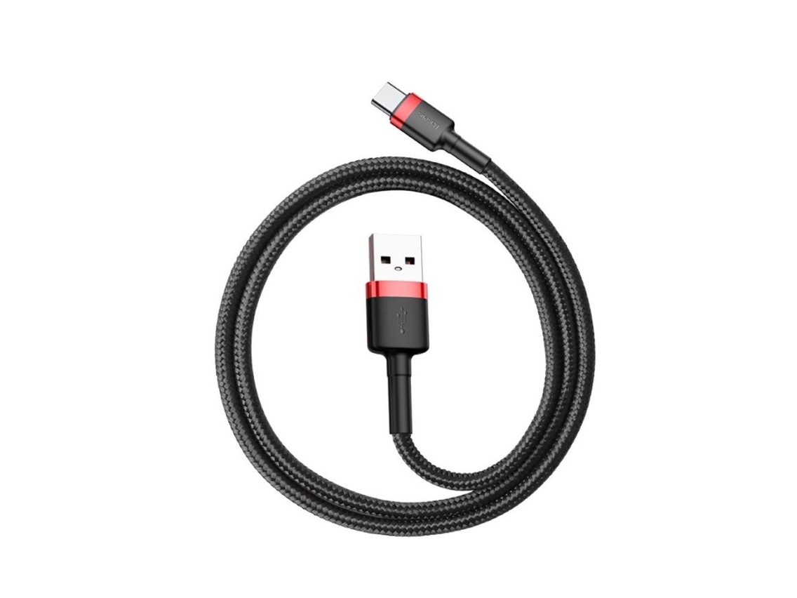 Cable Baseus Cafule USB-USB-C 1m 3A rojo-negro