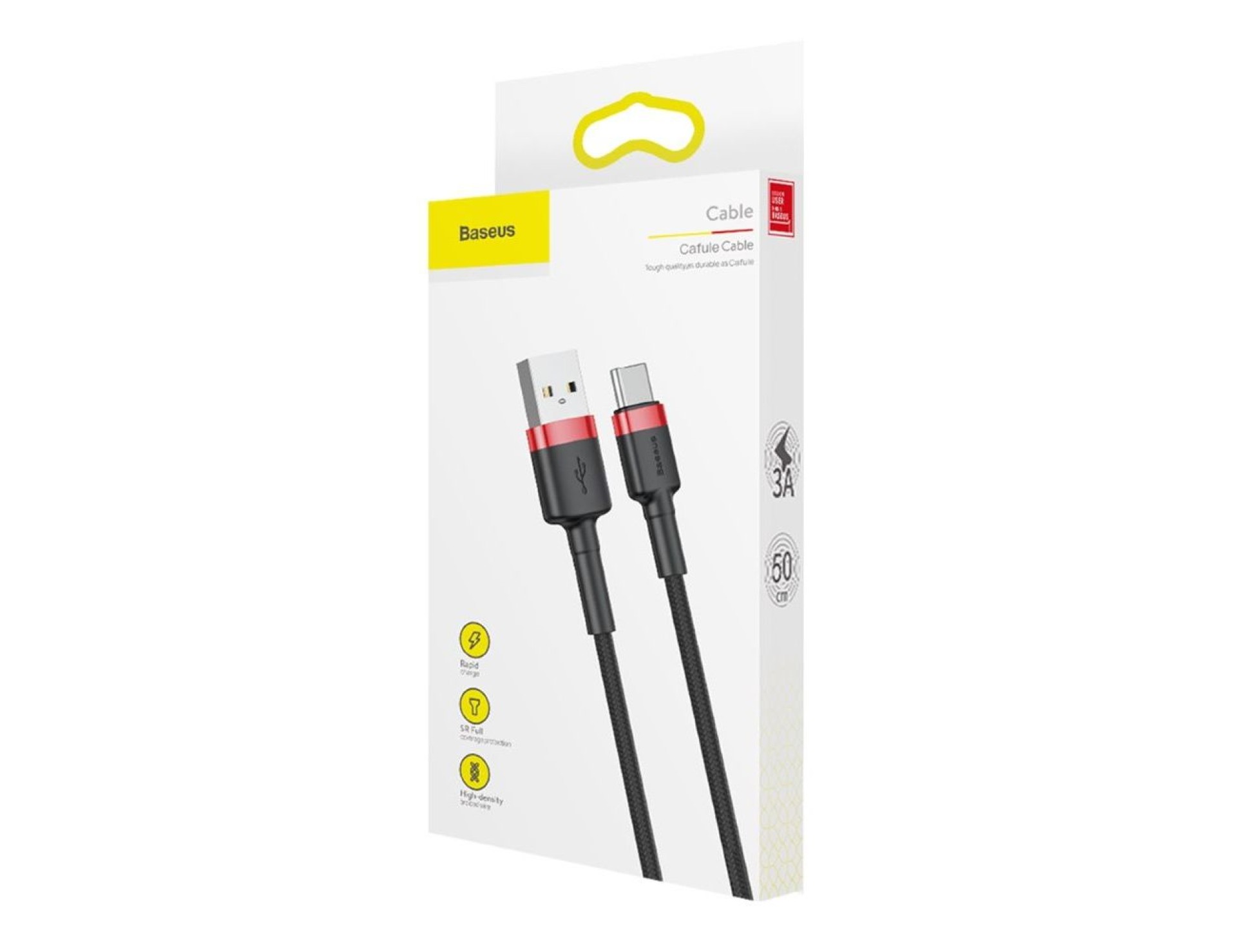 Cable Baseus Cafule USB-USB-C 1m 3A rojo-negro