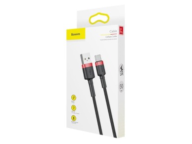 Cable Baseus Cafule USB-USB-C 1m 3A rojo-negro Cable Baseus Cafule USB-USB-C 1m 3A rojo-negro