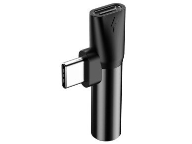 Adaptador Baseus L41 USB-C a USB-C - conector 3,5 mm negro