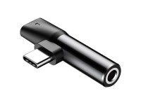 Adaptador Baseus L41 USB-C a USB-C - conector 3,5 mm negro
