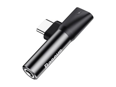 Adaptador Baseus L41 USB-C a USB-C - conector 3,5 mm negro