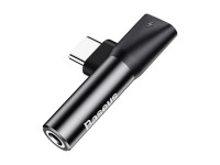 Adaptador Baseus L41 USB-C a USB-C - conector 3,5 mm negro