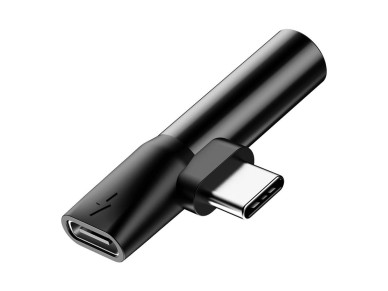 Adaptador Baseus L41 USB-C a USB-C - conector 3,5 mm negro