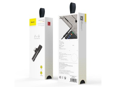 Adaptador Baseus L41 USB-C a USB-C - conector 3,5 mm negro