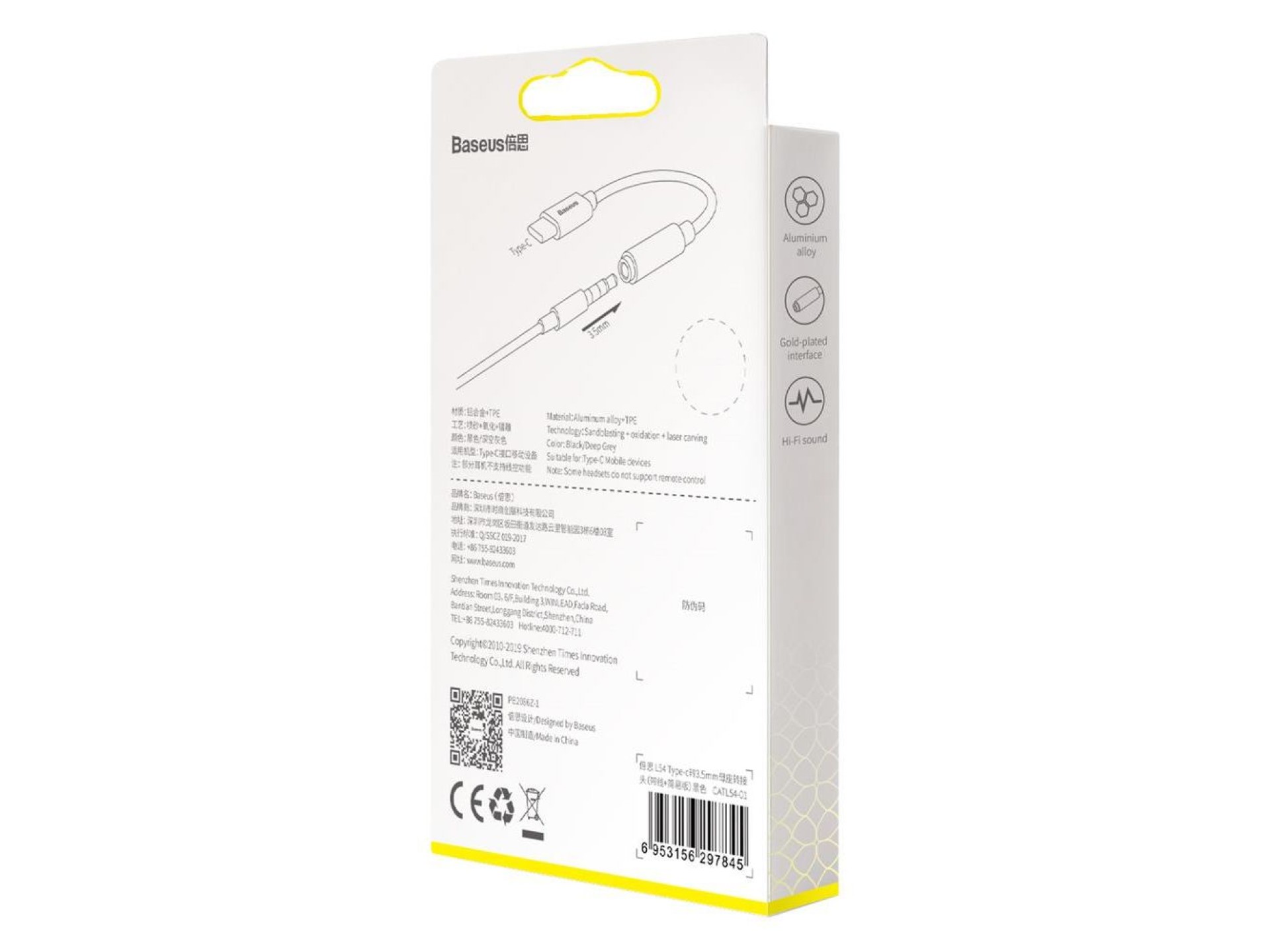 Adaptador Baseus L54 USB-C para jack 3,5 mm preto