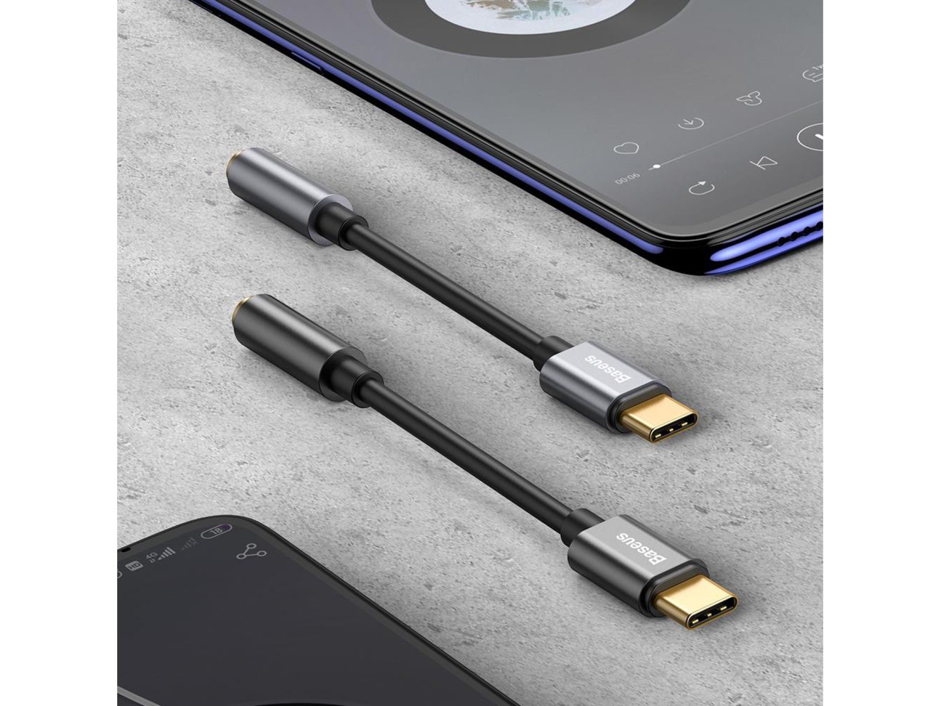 Adaptador Baseus L54 USB-C para jack 3,5 mm preto