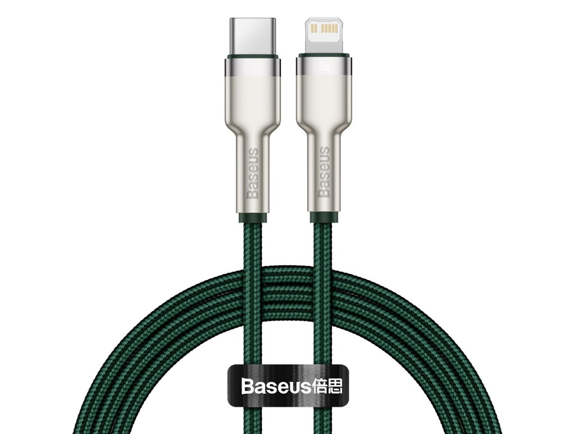 Cabo Baseus Cafule Metal PD USB-C - Lightning 1,0 m verde 20W