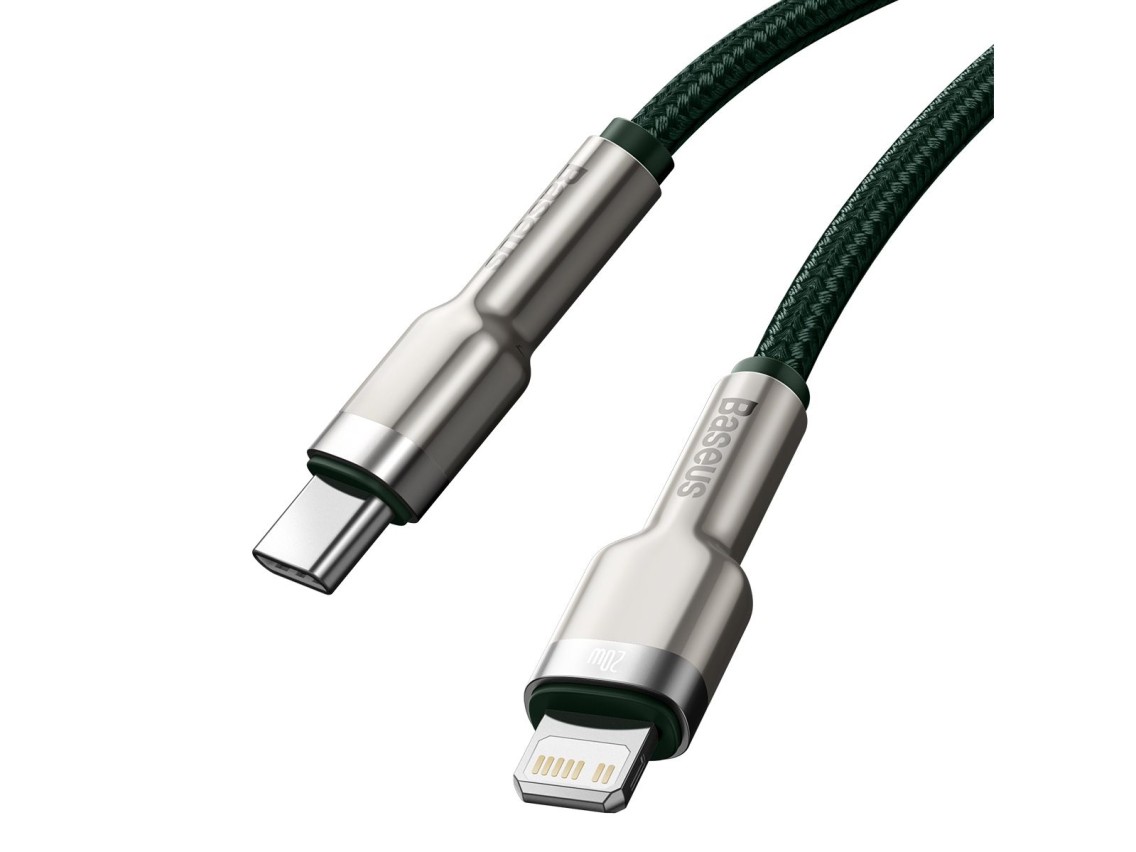 Cabo Baseus Cafule Metal PD USB-C - Lightning 1,0 m verde 20W