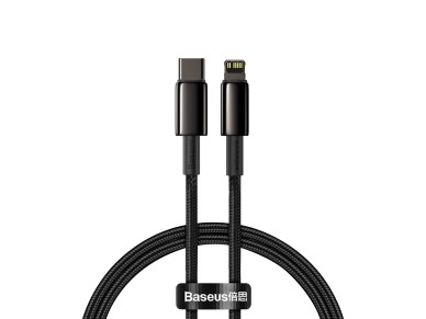 Cable Baseus Tungsten PD USB-C - Lightning 1,0 m negro 20 W