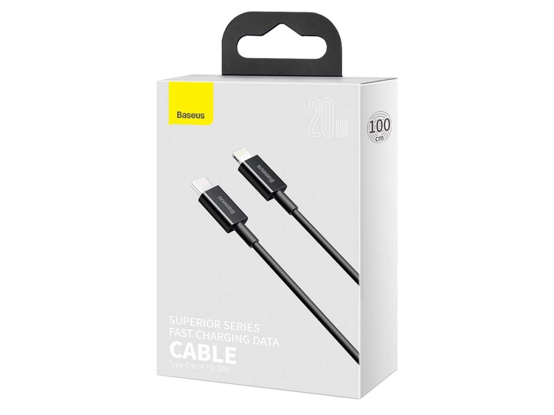 Cable Baseus Superior PD USB-C - Lightning 1,0 m negro 20 W