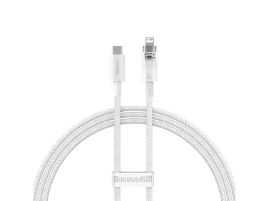 Cable Baseus Explorer PD USB-C - Lightning 1,0 m blanco control de temperatura inteligente 20 W