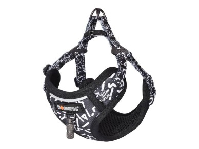 Correa para gatos Dogness de 1,5 m + arn�s para pasear (blanco y negro)