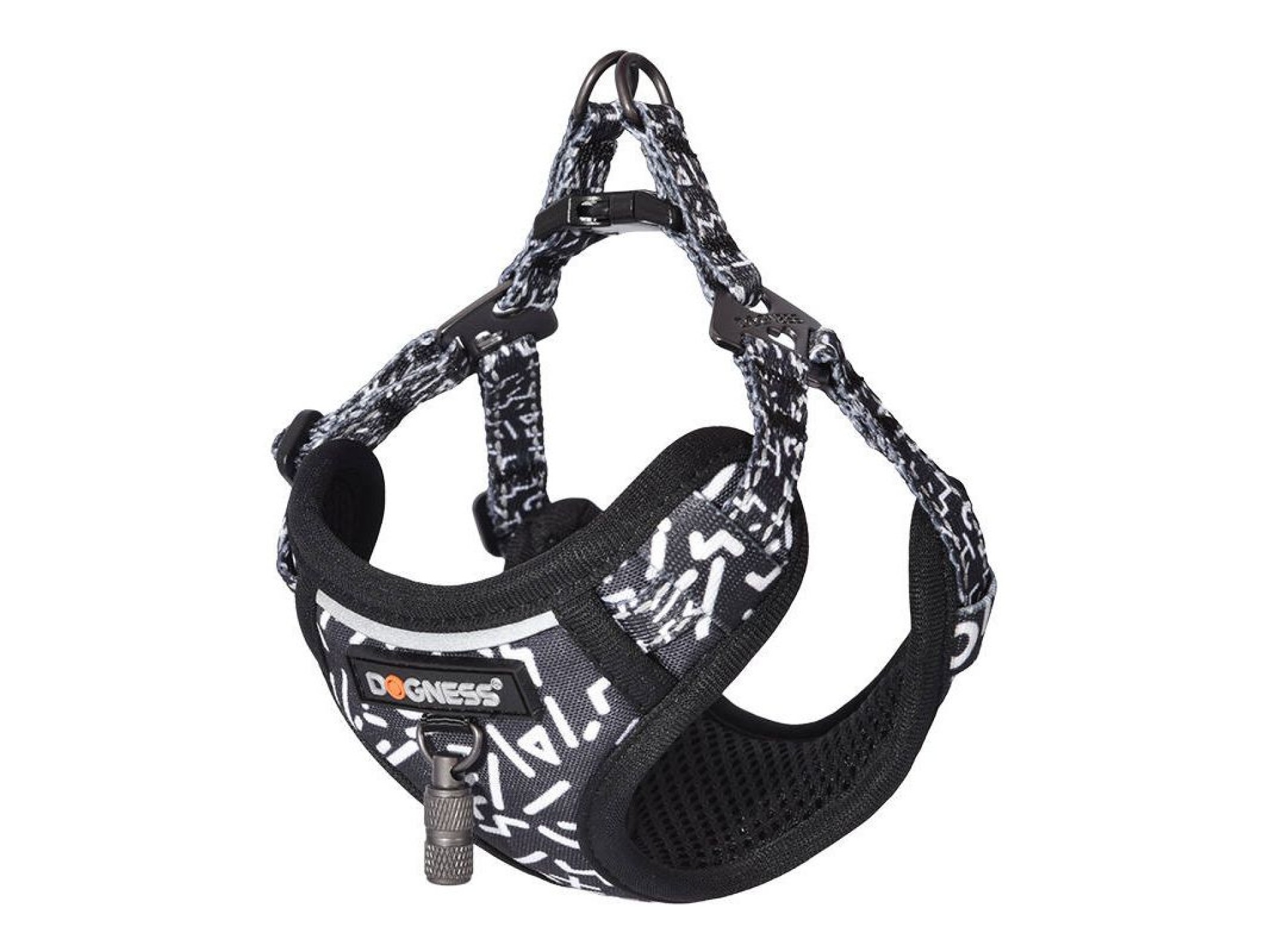 Dogness cat leash 1,5m+harness walking set (black and white)