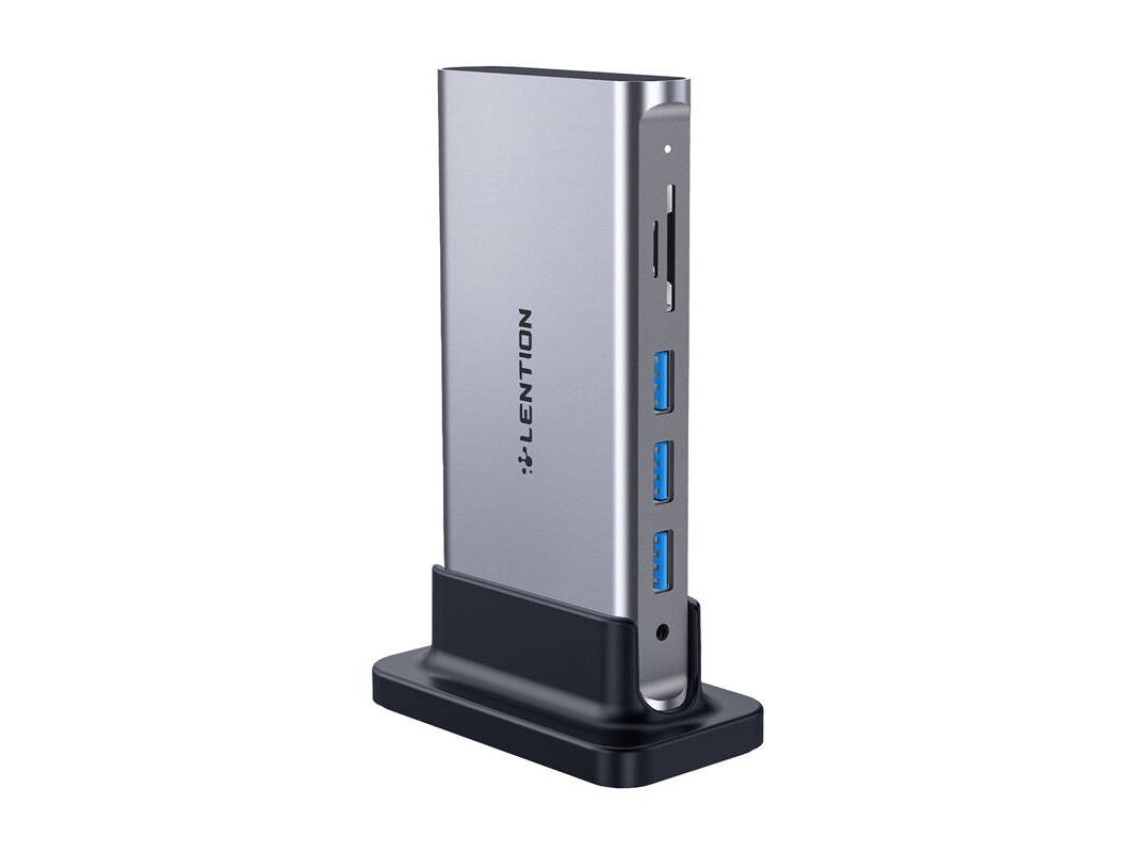 Estação de encaixe Lention AV USB-C cinza
