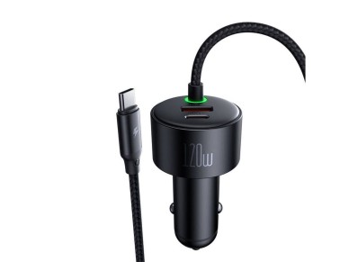 Carregador de carro Mcdodo CC-0370, USB-C, Lightning, 120 W, cabos retr�teis