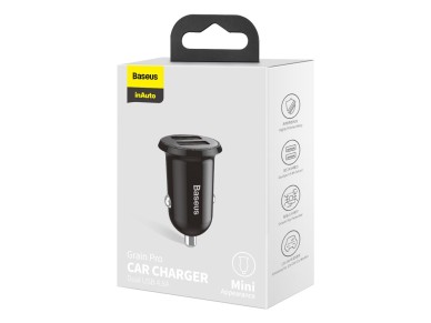 Cargador de coche Baseus Grain Pro 2x USB 4,8A negro