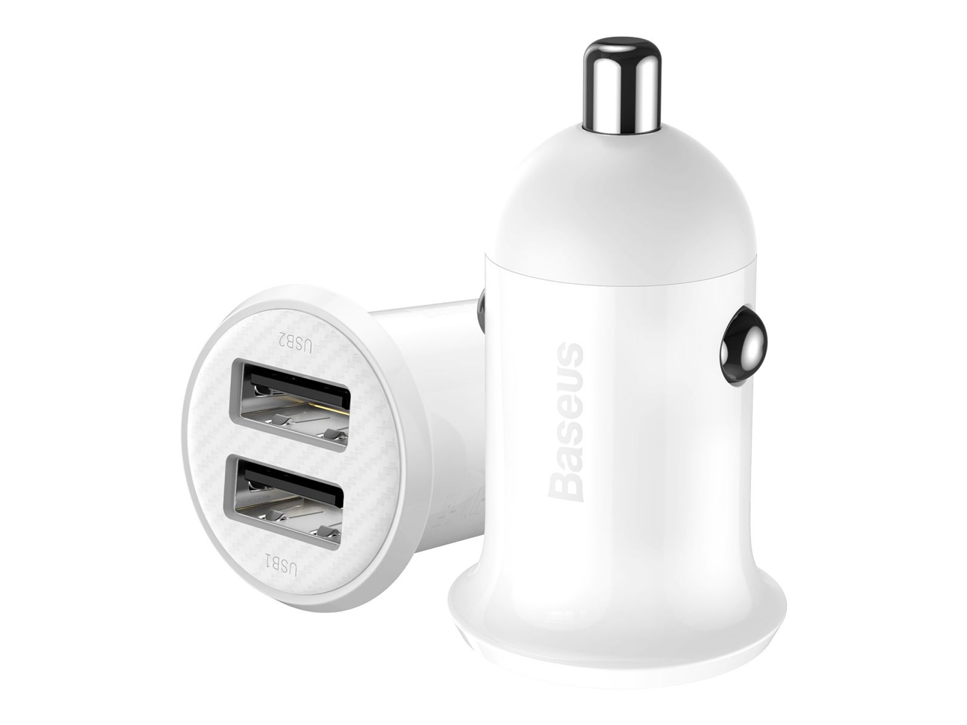 Cargador de coche Baseus Grain Pro 2x USB 4,8A blanco
