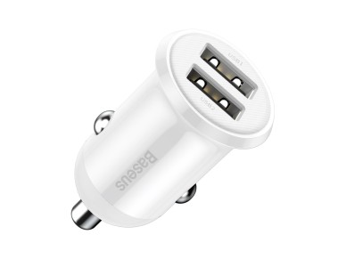 Cargador de coche Baseus Grain Pro 2x USB 4,8A blanco