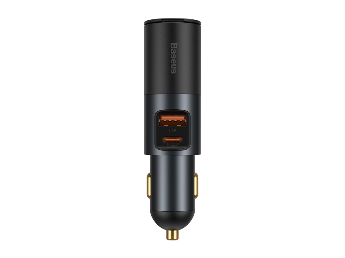 Carregador de carro Baseus Share Together PD 120W 1x USB 1x USB-C cinza com tomada para acendedor de