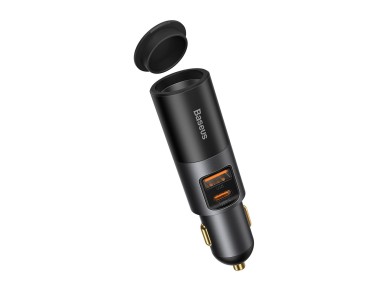 Cargador de coche Baseus Share Together PD 120W 1x USB 1x USB-C gris con toma de mechero