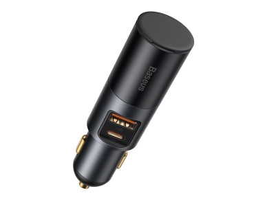 Cargador de coche Baseus Share Together PD 120W 1x USB 1x USB-C gris con toma de mechero