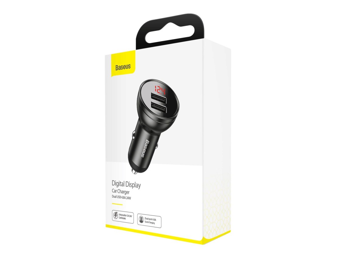 Cargador de coche Baseus PD 2 puertos USB 48 W gris
