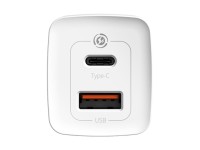 Baseus wall charger GaN2 Lite PD 65W 1x USB-C 1x USB white