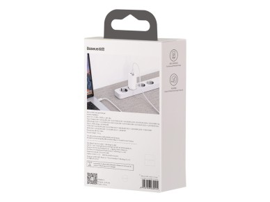 Baseus wall charger GaN2 Lite PD 65W 1x USB-C 1x USB white