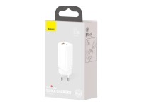 Baseus wall charger GaN2 Lite PD 65W 1x USB-C 1x USB white