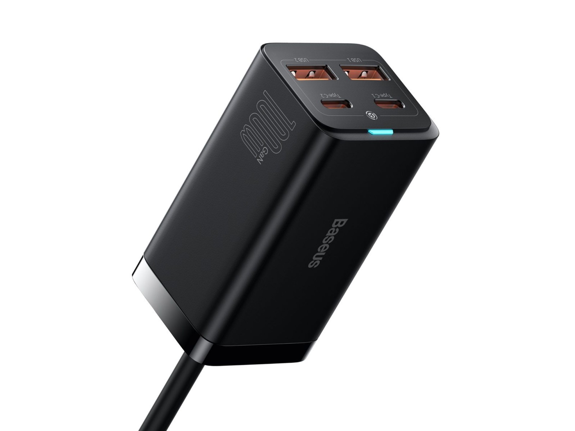 Carregador de parede Baseus GaN3 Pro 100W 2x USB-C 2x USB preto