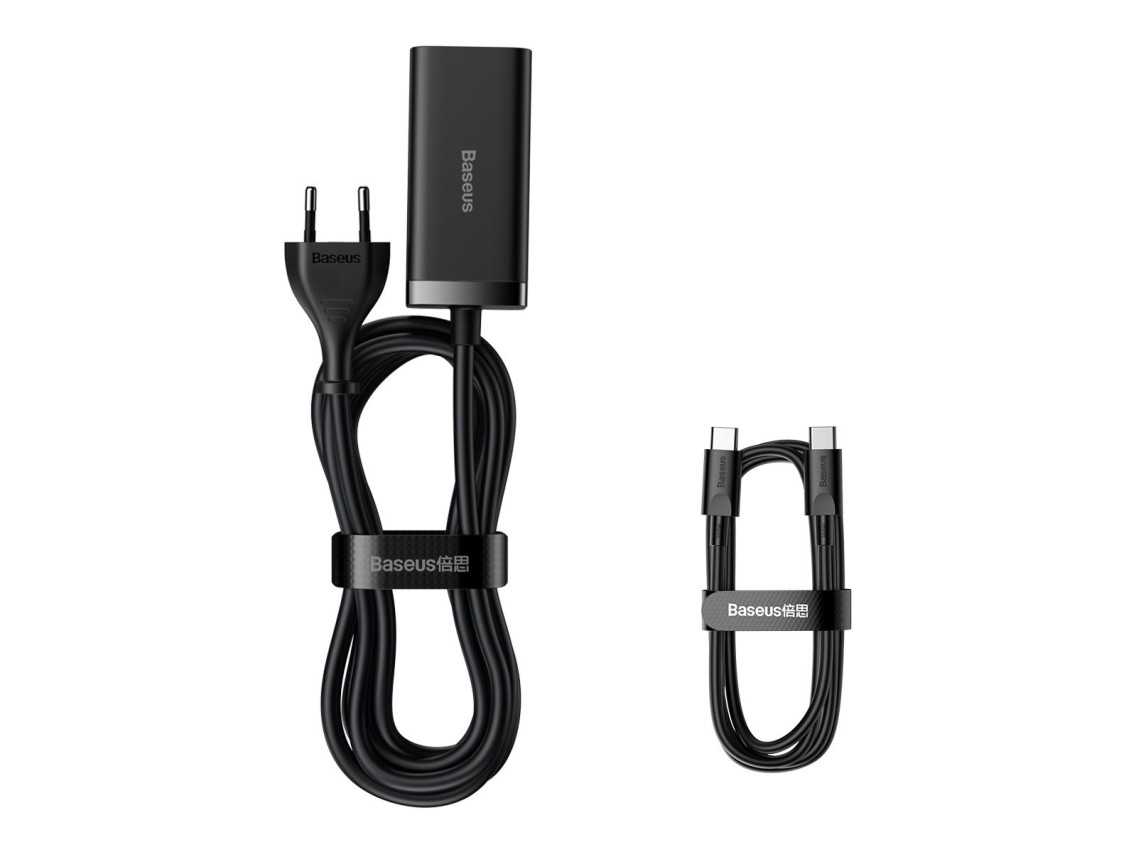 Carregador de parede Baseus GaN3 Pro 100W 2x USB-C 2x USB preto