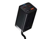 Baseus wall charger GaN3 Pro PD 65W 2x USB-C 2x USB black + USB-C - USB-C cable Baseus wall charger GaN3 Pro PD 65W 2x USB-C 2x USB black + USB-C - USB-C cable