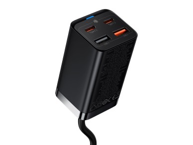 Baseus wall charger GaN3 Pro PD 65W 2x USB-C 2x USB black + USB-C - USB-C cable Baseus wall charger GaN3 Pro PD 65W 2x USB-C 2x USB black + USB-C - USB-C cable