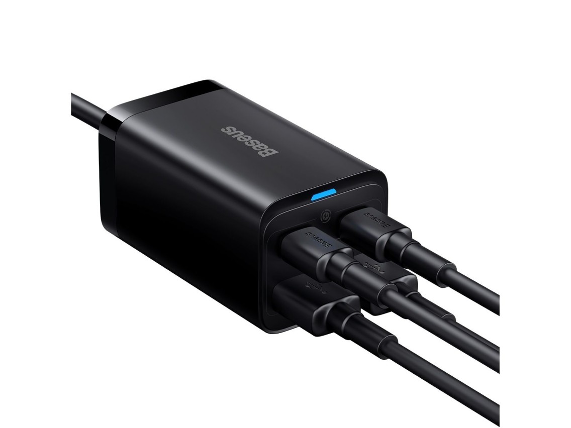 Baseus wall charger GaN3 Pro PD 65W 2x USB-C 2x USB black + USB-C - USB-C cable