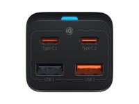 Baseus wall charger GaN3 Pro PD 65W 2x USB-C 2x USB black + USB-C - USB-C cable Baseus wall charger GaN3 Pro PD 65W 2x USB-C 2x USB black + USB-C - USB-C cable
