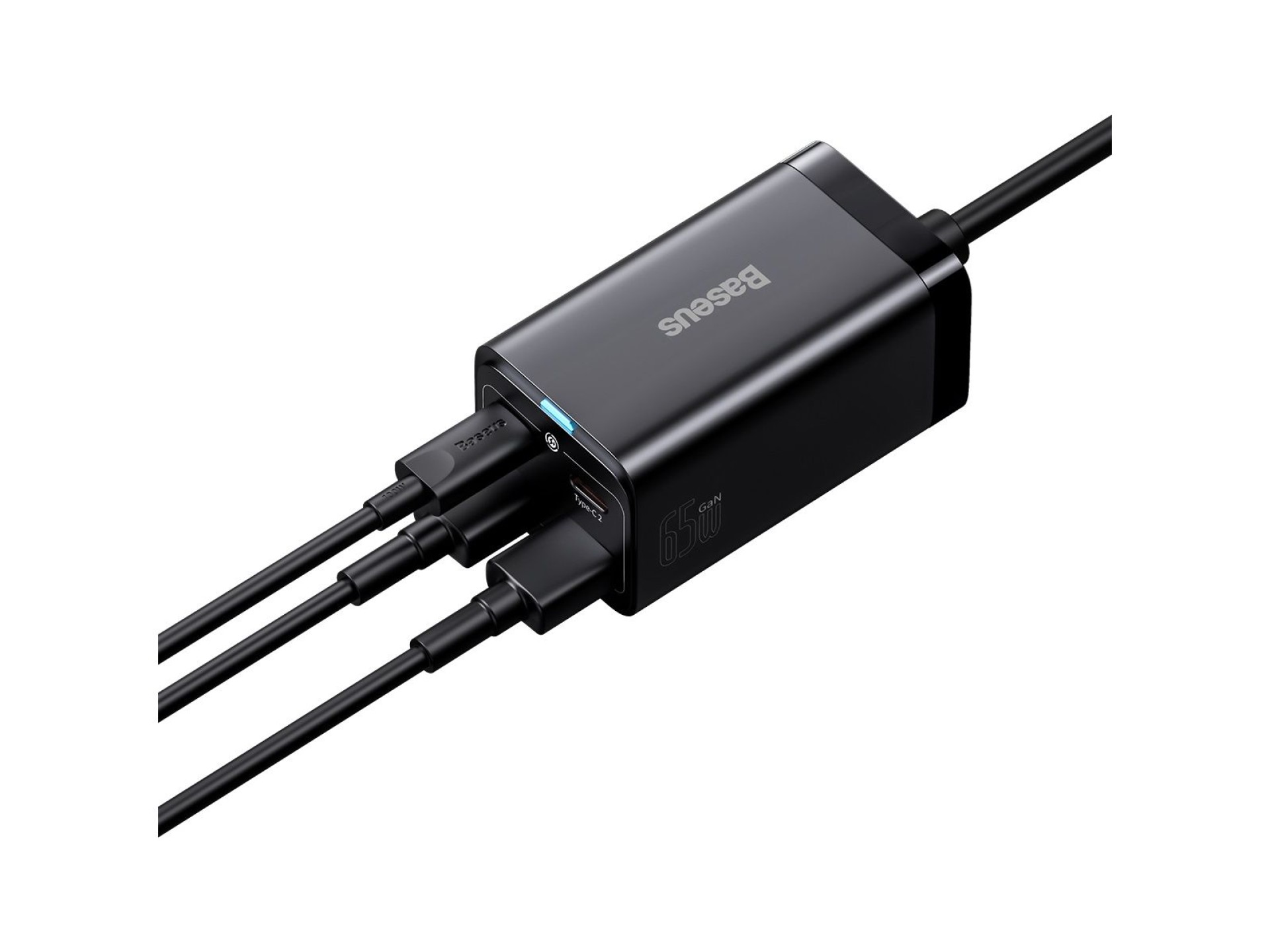 Baseus wall charger GaN3 Pro PD 65W 2x USB-C 2x USB black + USB-C - USB-C cable
