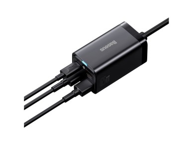 Baseus wall charger GaN3 Pro PD 65W 2x USB-C 2x USB black + USB-C - USB-C cable Baseus wall charger GaN3 Pro PD 65W 2x USB-C 2x USB black + USB-C - USB-C cable