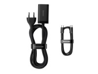 Baseus wall charger GaN3 Pro PD 65W 2x USB-C 2x USB black + USB-C - USB-C cable Baseus wall charger GaN3 Pro PD 65W 2x USB-C 2x USB black + USB-C - USB-C cable