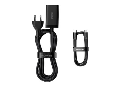 Baseus wall charger GaN3 Pro PD 65W 2x USB-C 2x USB black + USB-C - USB-C cable Baseus wall charger GaN3 Pro PD 65W 2x USB-C 2x USB black + USB-C - USB-C cable