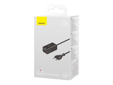 Baseus wall charger GaN3 Pro PD 65W 2x USB-C 2x USB black + USB-C - USB-C cable Baseus wall charger GaN3 Pro PD 65W 2x USB-C 2x USB black + USB-C - USB-C cable